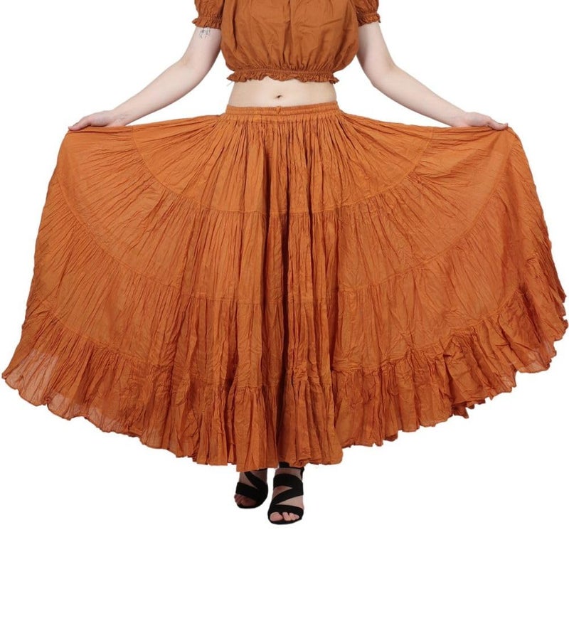 WevezÂ® Women's Plus Size Gypsy 25 Yard Long Flowy Solid Color Renaissance fair Skirt (Copper) - Image 1